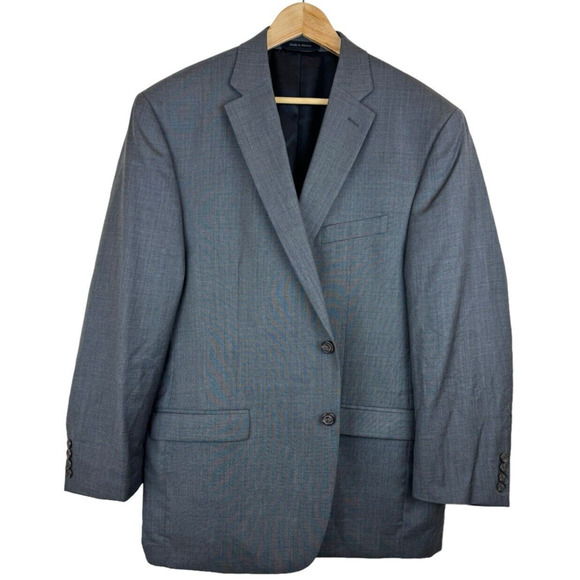 LAUREN RALPH LAUREN Mens Blazer Sport Coat 46R Wool Gray Check Two Button Jacket - Picture 1 of 5